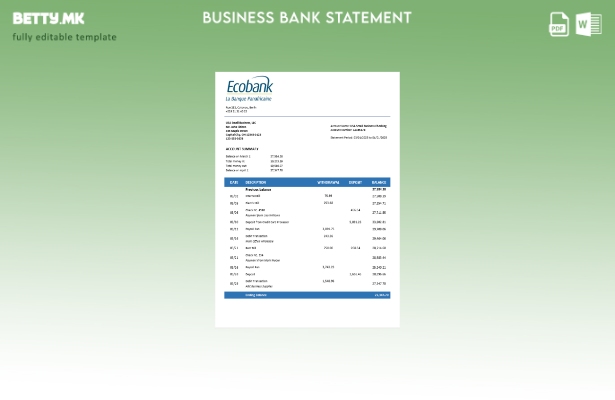 Модерен стил на Ecobank изјава за претпријатие Шаблон Word и PDF формат